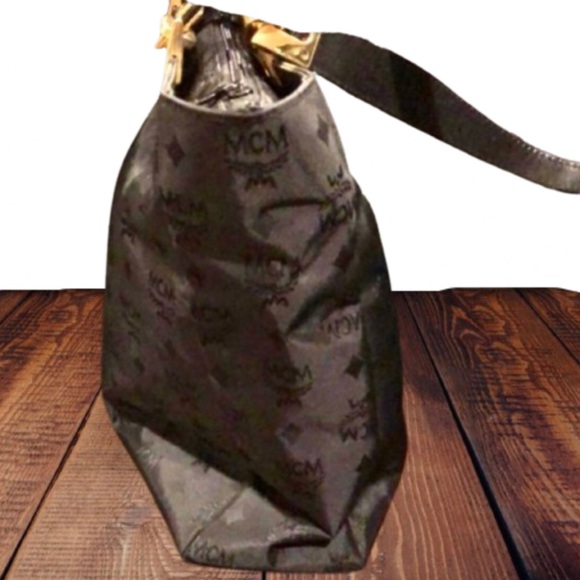 WMCM Black and Gold Monogram Shoulder Bag with Top Zipper Closure German - Picture 10 of 17